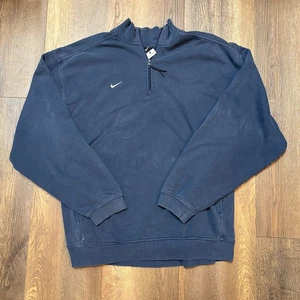 Vintage Navy Nike Quarter Zip Sweatshirt Size L Mens - Picture 1 of 4