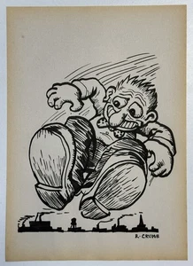 Robert Crumb (Handarbeit) Zeichnung auf altem Papier signiert & gestempelt, Vintage Kunst - Bild 1 von 4