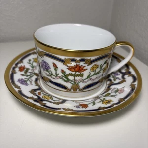 CHRISTIAN DIOR Renaissance Fine China Tea Cup & Saucer with 24k Gold Trim - Picture 1 of 12
