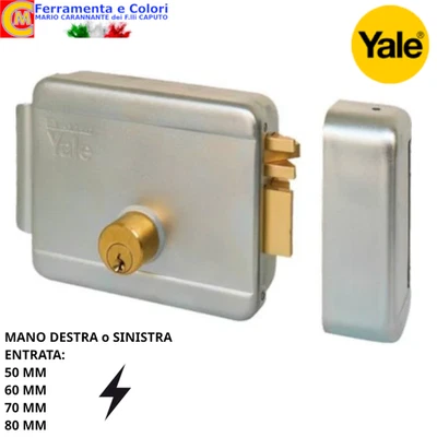 Serratura Elettrica Da Applicare Per Cancelli Ferro YALE 50 60 70 80mm DX SX - Immagine 1 di 3