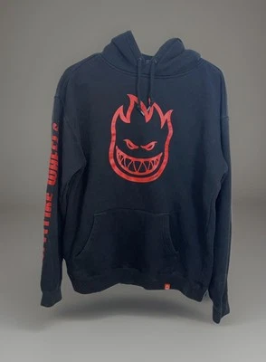 Moletom com capuz masculino Spitfire rodas preto e vermelho tamanho médio - Imagem 1 de 4
