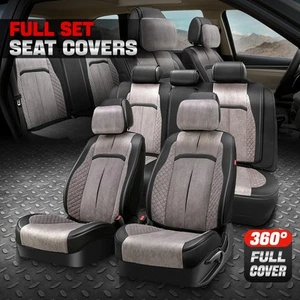 Voris Series Micro Suede Full Set Car Seat Covers Cushion Protector Grey/Black - Bild 1 von 11