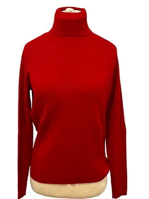 $290 Brooks Brothers 100% Merino Wool Ribbed Turtleneck Sweater Red Size M Soft - Image 1 of 4