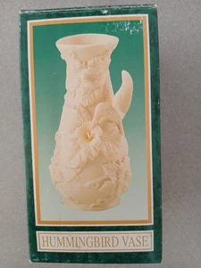 Hummingbird Jade Porcelain Vase Flowers Leaves Jade Collection - Picture 1 of 7