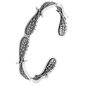 Brazalete de ángel vintage estilo plata alas ángel de la guarda unisex - Imagen 1 de 12