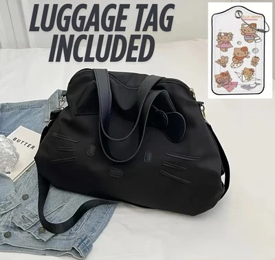 Bolsa de viaje ligera negra de viaje Hello Kitty para pasar la noche Foto 1 de 4