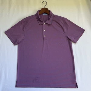 J.McLaughlin Men's Short Sleeve Striped Button Front Polo Shirt Blue Red Medium - Picture 1 of 21