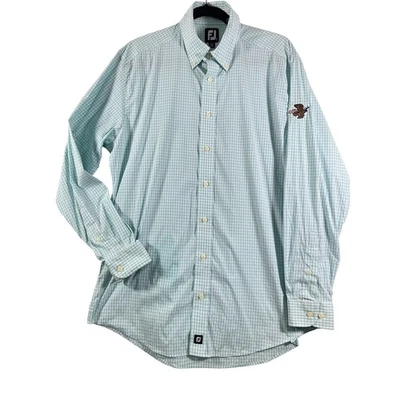 Camisa de golf FootJoy abotonada manga larga águila guinga a cuadros grande para hombre Foto 1 de 4