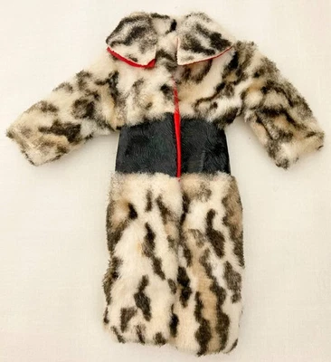Vintage Barbie Francie Fur Out #1262 Plush Leopard Print Coat      398-17 - Image 1 of 3