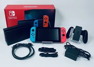 Nintendo Switch Konsole Neon Blau/Rot Joy-Con Set Originalverpackt Top Zustand Test - Bild 1 von 18