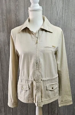 Guess Anorak Beige Linen Jacket Womens Sz S - Image 1 of 4