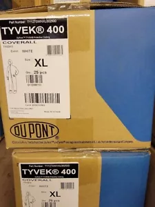 Dupont Tyvek Protective Coverall TY127S Disposable Suit W/Hood PACK/25 - size XL - Picture 1 of 10