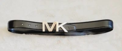 Michael Kors Women's Black and Silver Leather Belt Size 32 80cm - Image 1 of 4