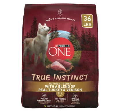 Purina ONE True Instinct Dry Dog Food, High Protein Real Turkey & Vension, 36 lb - Image 1 of 4