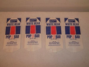 Vtg Lot Of 4 New White Bear Ice Cream Pop Bar Wrapper Bag Wax Sleeves Popsicle - Picture 1 of 10