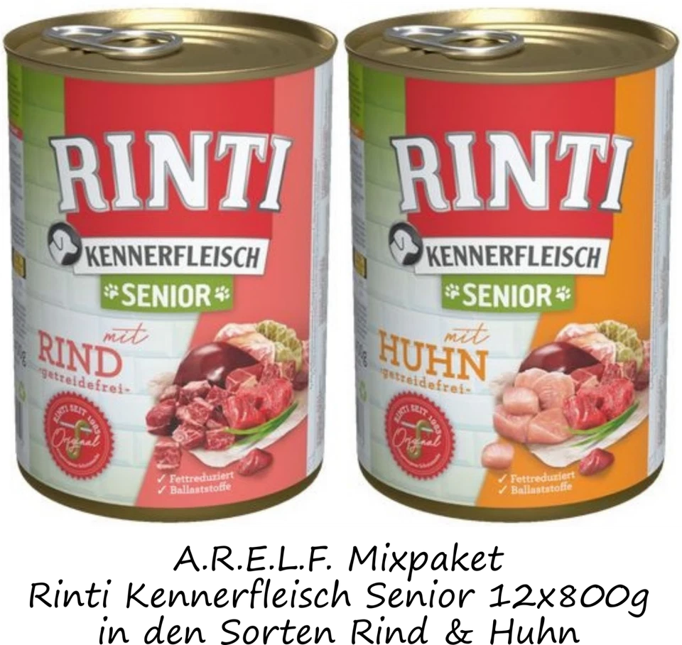 Rinti Kennerfleisch Senior Mix 12x 800g / je 6x Huhn & Rind / getreidefrei - Bild 1 von 2