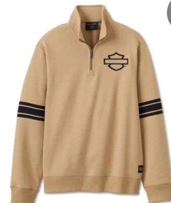 New $98 Harley Davidson Bar & Shield Tan 1/4 Zip Fleece Pullover 96101-25VM 3XL - Image 1 of 4