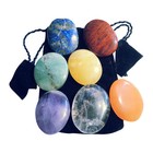 Set 7 Chakra Daumensteine im Samt Beutel Worry Stone 