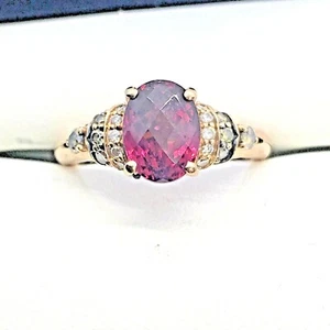 Le Vian Rhodolite Garnet 1/6 ct tw Diamonds 14K Rose Gold Ring Size 4.5 - Picture 1 of 10