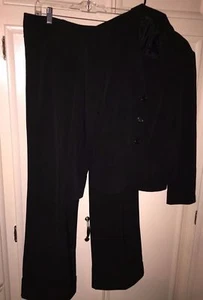 TRACY EVANS NICE BLACK PANT SUIT SIZE 8 X 33 - Picture 1 of 3