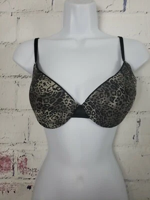 Sujetador Camiseta Maidenform One Fab Fit #07219 Gris Leopardo 34C Acolchado con Aros Foto 1 de 4