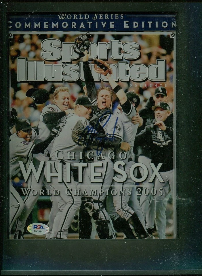 A.J. PIERZYNSKI SPORTS ILLUSTRATED WORLD SERIES FRAMED AUTOGRAPH PSA - Image 1 of 1