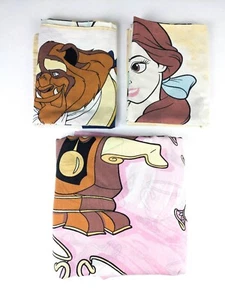 Sábana de cama y fundas de almohada planas vintage de Disney La Bella y la Bestia de los 90 - Imagen 1 de 14