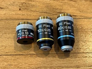Nikon BE Plan 4x 10x 40x Mikroskop Objektiv 3er Set Objektive sauber - Bild 1 von 4