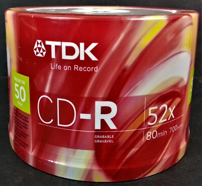 TDK CD-R 50 Pack 52x 80min 700MB Recordable SEALED Spindle - Image 1 of 4
