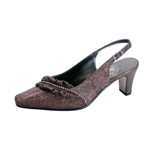 👠 FLORAL Bloom Women Wide Width Falbala Trim With Rhinestone Slingback Shoes 👠 - Picture 1 of 12