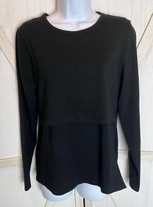 H&M Maternity Shirt Size Large Black Long Sleeve Layered Pullover Round Neck - Picture 1 of 13