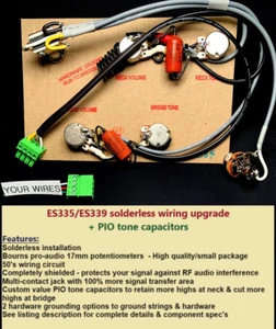 ES-335/339 lötloses Kabel-Upgrade - kundenspezifische Potentiometer + PIO-Tonkondensatoren - Bild 1 von 7