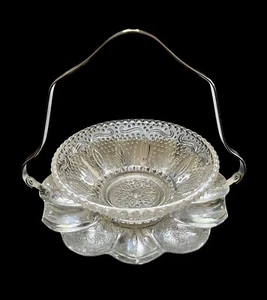 Vintage Farber Brothers Silver Tray w/ Federal Glass 5” Bowl & Handle Excellent - Picture 1 of 12