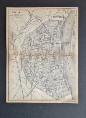 Antique (1882) map / city plan - Koln / Cologne - Germany - Image 1 of 4