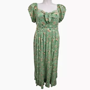 Torrid Damen 1X grün Blumen Maxi Gaze Schulterfrei Kleid 14/16 NEU - Bild 1 von 10