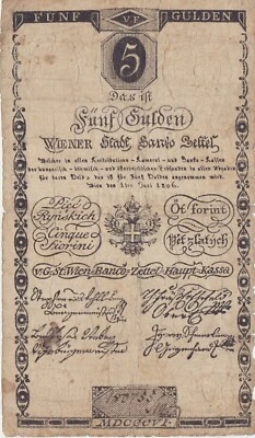 AUSTRIA  HUNGARY 5 GULDEN FORINT 1806 USED - Image 1 of 2