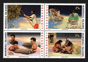 OPC 1990 Marshall Islands Breadfruit Block of 4 Sc#387-390a MNH 49437 - Picture 1 of 1