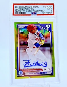 2024 Bowman Chrome Jaeden Calderon 1st Yellow Refractor Auto /75 Phillies - Picture 1 of 2