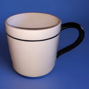 2008 Starbucks Black Ribbed 20oz Ceramic White Coffee Mug Large - Picture 1 of 2