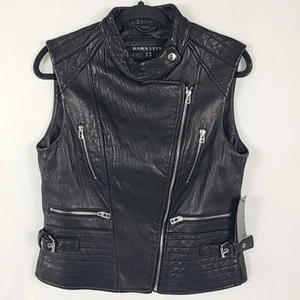 NEW Dawn Levy Women's Black Leather Motorcycle Vest Sz M NWT - Picture 1 of 8