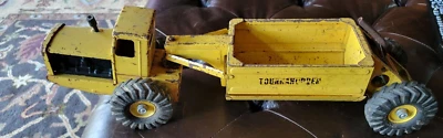 VINTAGE 1950’S NYLINT TOYS YELLOW TOURNEAU TOURNAHOPPER PRESSED STELL DUMPER - Image 1 of 4