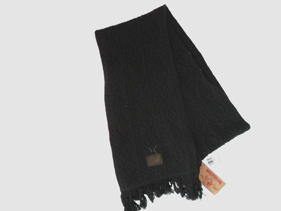 BUFANDA TRUE RELIGION Marrón CACHEMIRA/LANA Tejido Flecos Adulto Unisex Invierno NUEVA Foto 1 de 2