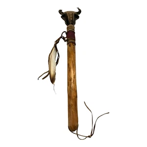 Antique Native American Rawhide Buffalo Rattle - Picture 1 of 12
