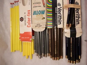 45 ASSORTED VINTAGE VENUS WALLACE EAGLE GENERAL COLORED PENCILS BLUE GRAY YELLOW - Picture 1 of 6