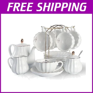 British Royal Porcelain Tea Set, Elegant Pumpkin Design - Picture 1 of 8