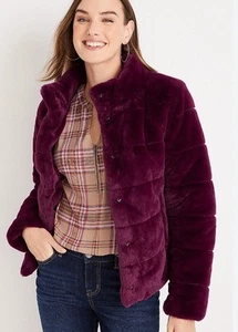 MAURICES KUNSTFELLMANTEL GR XL NEU Neu mit Etikett weinrot burgund - Bild 1 von 12