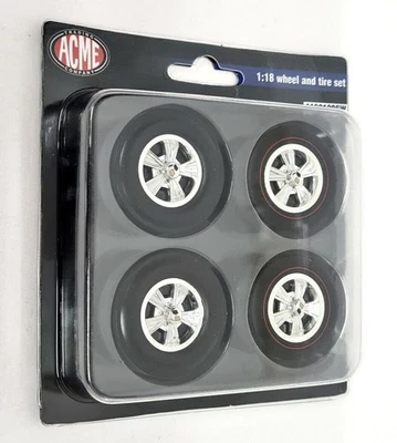 Acme 1/18 Pontiac GTO Royal Wheel & Tire Set Chrome Drag Wheels HTF ! - Image 1 of 4