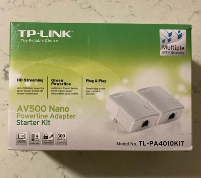 TP-Link AV500 Nano Powerline Adapter Starter Kit TL-PA4010KIT NEW Sealed - Image 1 of 4
