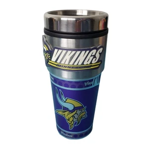 Minessota Vikings NFL Coffee Mug Travel Tumbler Cup Metallic Logo w/ Emblem - Picture 1 of 8