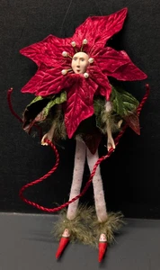 Patience Brewster Christmas Krinkles Red Poinsettia Fairy 8" Ornament Dept 56 - Picture 1 of 5